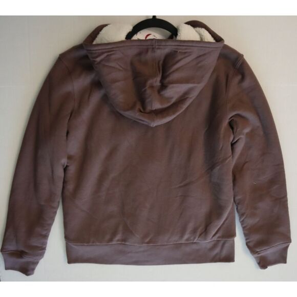 Gap 739757-08 Women's Sz S Peppercorn Brown Logo Sherpa-Lined Zip Hoodie - Picture 10 of 10